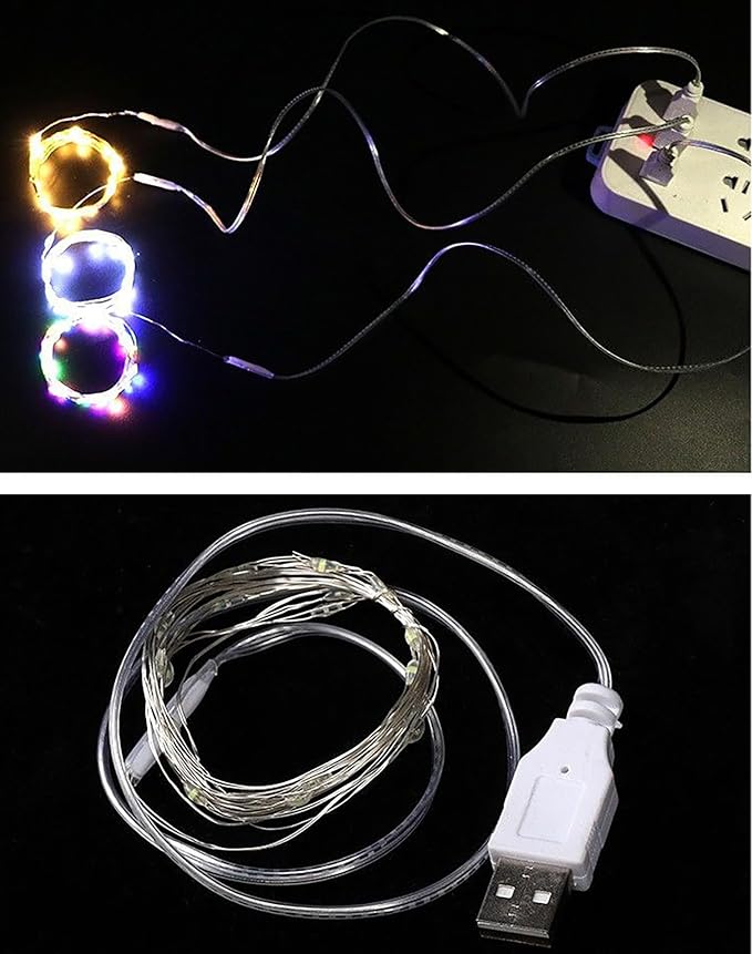 Sokelinn-six 2m 20 LEDs Fairy String Lights, USB Powered String Light for Desk Office Christmas Tree Party Decoration (Multi-Colored, 12)
