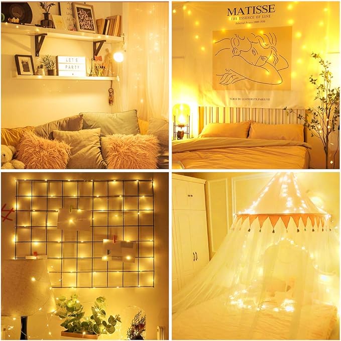 LED String Lights, 99ft 300 LEDs Fairy Lights Plug in, Dimmable Outdoor Tree Lights, UL-Listed Warm White Copper String Lights Remote Control for Room Garden Party Christmas Festival Decor
