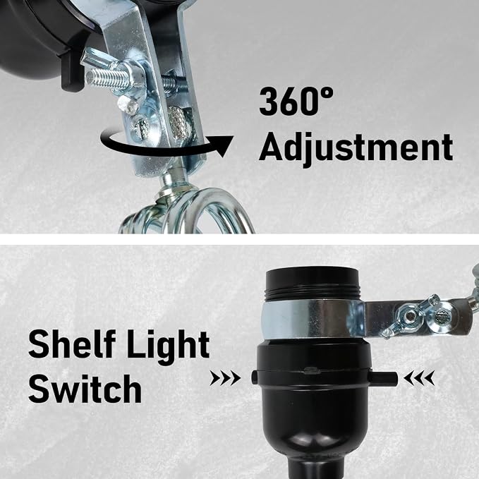Clamp Lamp Light with Detachable 5.5 Inch Aluminum Reflector, 60 Watt E26 Socket (No Bulb Included), 6 Foot 18/2 SPT-2 Cord