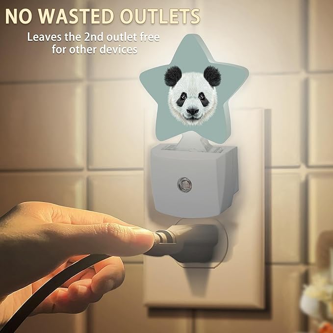 Cute Panda Plug-in Night Light with Dusk-to-Dawn Sensor for Bedroom,Bathroom and Living Room Sleep Friendly lamp for Women/Girls/Boys Gift,0.5W