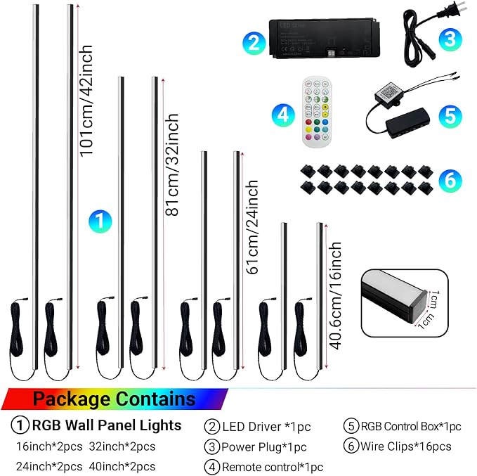HAMRVL RGB+IC Smart Recessed Lighting Wall Panel Lights, 8PCS Slat Wall Lights for Acoustic Panels, APP & Remote Control, Music Sync, Chasing Effect, Timer, LED Light Wall Panels for Wood Wall Panels