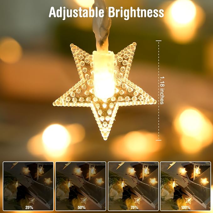 JMEXSUSS 100 LED Star String Lights USB Plug in, 33Ft Fairy Lights | Remote, Waterproof Hanging String Lights Indoor for Bedroom Tent Loft Bed Classroom Dorm Decor, Warm White