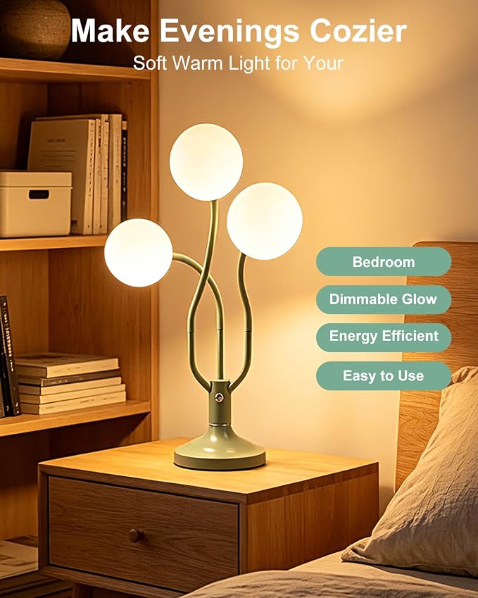 Globe Orange Table Lamp Dimmable Magic DIY Arms G9 Bulbs Included | Vintage Ambient Night Light Nightstand Modern Desk Lamp Warmwhite Kids Bedside Lamps for Living Room Bedroom Nursery Gift