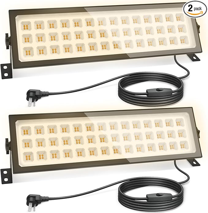 2 Pack Linkable LED Shop Lights, Ultra Bright 100W 15000LM Aluminum Plug in Garage Light w/ 9.84ft Power Cord, 3000K Work Light Bay Lighting for Garage, Workshop, Warehouse