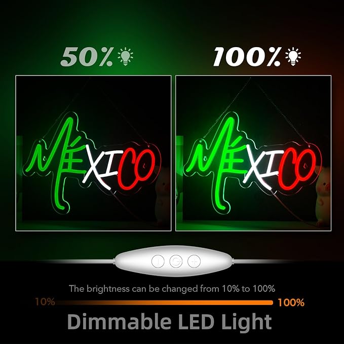 Mexico Neon Sign MEX Neon Sign for Wall Decor The United Mexican States USB Dimmable LED Neon Lights for Taco Party Beer Bar Kitchen Restaurant Home Pub Party Man Cave Club Shops Hotel Store Business Gift