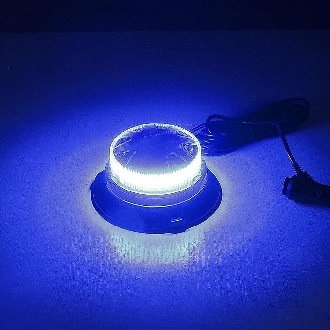 Blue Led Emergency Strobe Beacon Lights for Car Vehicles 12V 24V 24-LEDs | Magnetic Mount, 8 Flash Model, Warning Safety Flashing, Rooftop Signal Lamp for Forklife Construction Truck Tractor Golf SUV