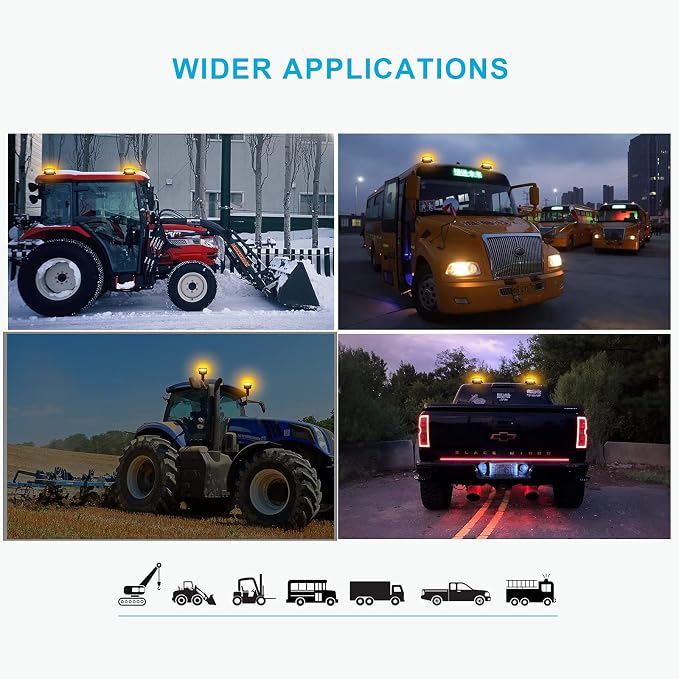 Agrieyes W16M Amber LED Beacon Lights, Emergency Strobe | Warning/Strobe Flashing