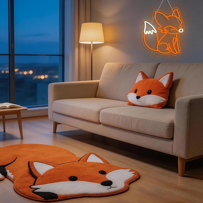 Fox Neon Sign Animal Neon Light for Classroom Bedroom Living Room Fox Wall Decor Anime LED Sign Orange Light Up Library Nursery Book Store Birthday Gifts for Teens Animal Lovers