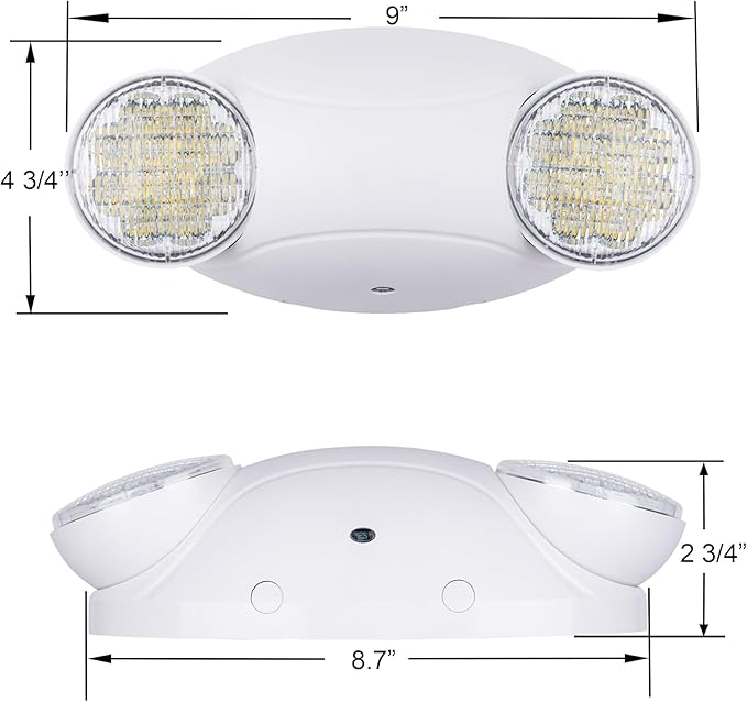 LIT-PaTH LED Emergency Lighting Fixtures with 2 LED Bug Eye Heads and Back Up Batteries- US Standard Exit Light, UL 924 and CEC Qualified, 120/277 Voltage, White, 1-Pack