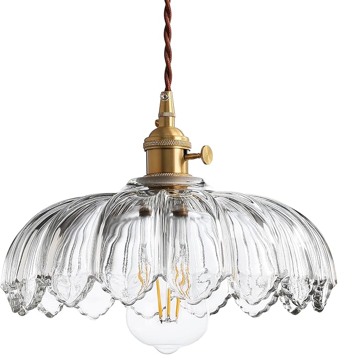 XZHGCEE Plug in Pendant Light Hanging Lamp: Kitchen Pendant Lighting Clear Glass Pendant Light, Pendant Lights for Kitchen Island, Bedroom, Dining Room, Living Room, E26 No Bulb