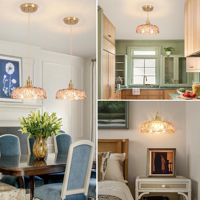 Pendant Light Fixtures,Finish Ceiling Hanging Lamp 9.4" E26 Vintage Green Glass Hanging Pendant Lights for Bedroom Living Room Hallway