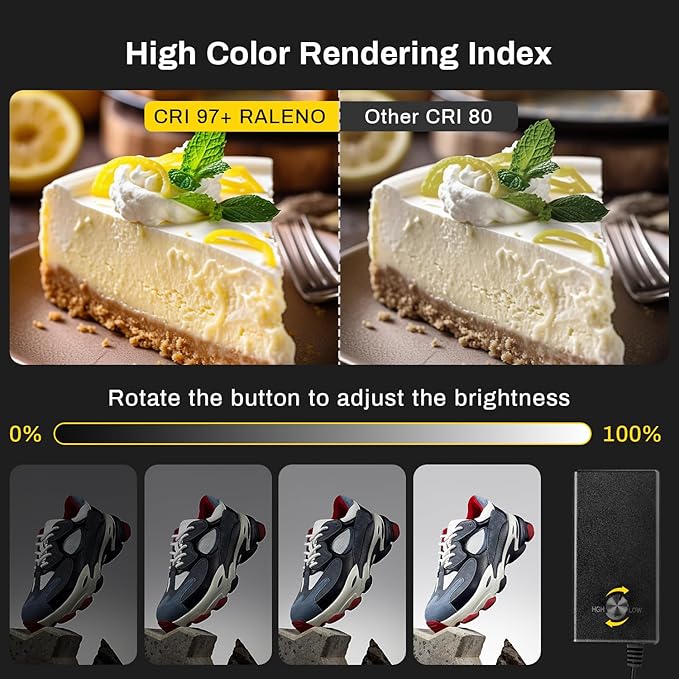RALENO 16"x12" Photo Light Box Photography, 24W Foldable Photo Studio Light Box, Dimmable Shooting Tent Kit with CRI>95 & 6 Backdrops for Toys Jewelry Watches Cosmetics