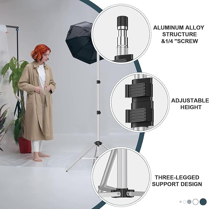 EMART 7 Ft Light Stand for Photography, Portable Photo Video Tripod Stand, 2 Pack Lighting Stand with Carry Case for Speedlight, Flash, Softbox,Strobe Light, Camera, Photographic Portrait -Silver