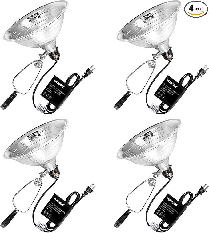 VIVOSUN 4 Pack Clamp Lamp Light with Detachable 8.5 Inch Aluminum Reflector up to 150 Watt E26 Socket (No Bulb Included), 6 Feet Cord, UL Listed