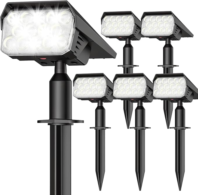 Solar Lights Outdoor Waterproof IP65, 56 LED 3 Lighting Modes Solar Spot Lights Outdoor, Solar Powered Landscape Lighting for Yard Pathway Garden, 6 Pack (Cool White)
