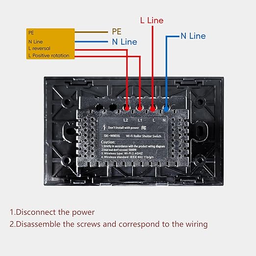 Smart Roller Shutter Switch Single Gang 2.4GHz Wi-Fi Touch Switch, Neutral Wire Required,Work with Smart Life/Tuya App and Alexa,Tempered Glass Panel,Black