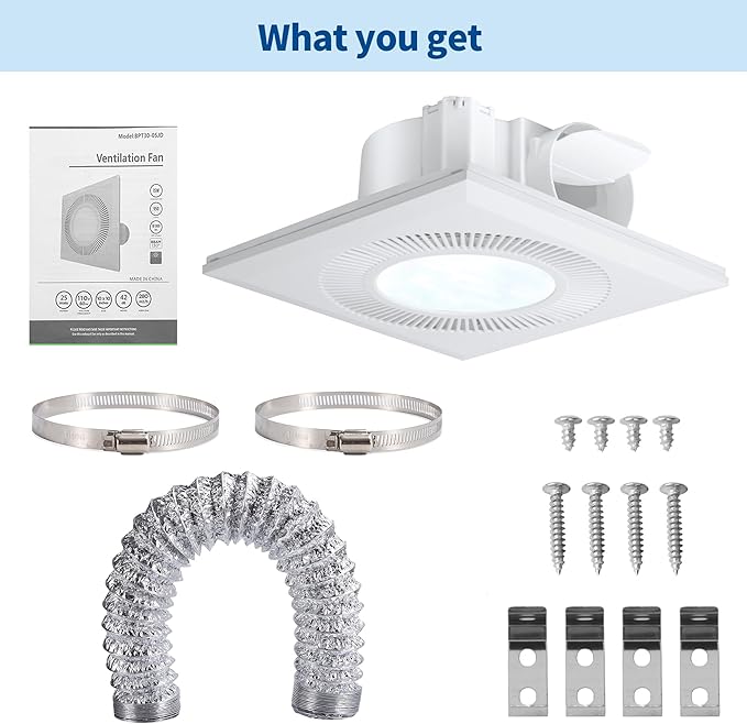 Bathroom Exhaust Fan With Light, Ultra Quiet 1.0 Sones Bathroom Vent Fan With Light, 110 Cfm, Bathroom Fan With Light, Three Color Temperatures 2700k/4000k/5700k, Ceiling Mount For Home, Bath, Office