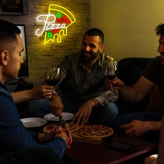 Pizza Neon Sign for Wall Decor Pizza Led Neon light Up Sign for Pizzeria | Dimmable Neon,Birthday Pizza Gifts,5V USB Powered,Resturant,Pizzeria,Party Decor,Business Shop,Dining Hall Art,13.0*13.1in