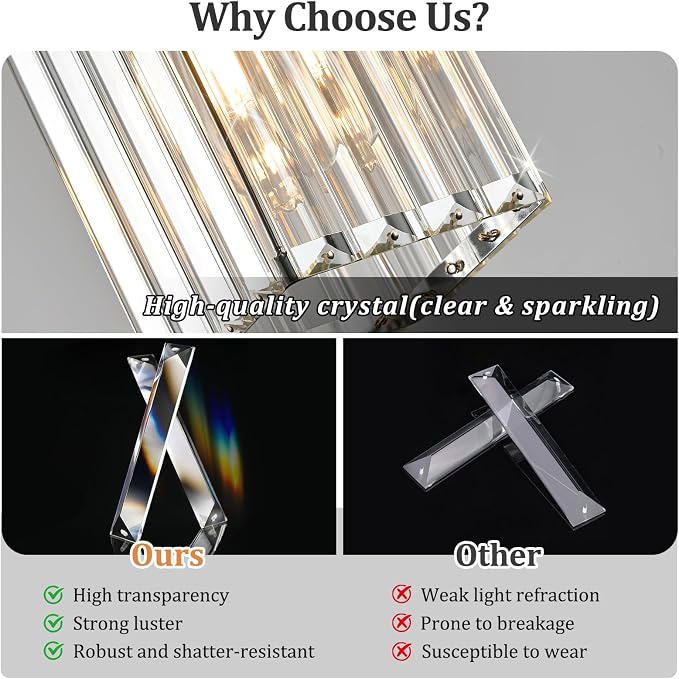 Modern Crystal Pendant Lights Kitchen Island, 3-Pack Chrome Hanging Light with Clear Crystal Shade, Adjustable Height Pendant Lighting for Kitchen Island Dining Room Bedroom Bar Entryway