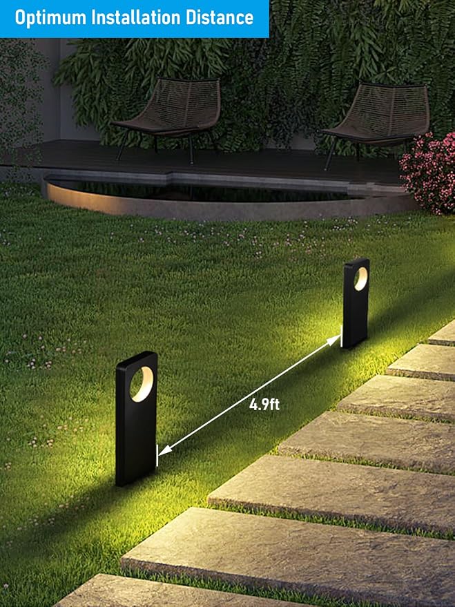 LEONLITE 4-Pack 12V AC/DC Anti-Glare Pathway Lights, Black, 3000K | 3W Aluminum Dual-Side Glowing Landscape Path Lights, Anti Glare Outdoor Walkway Lighting, for Outdoor Sidewalk, Warm White
