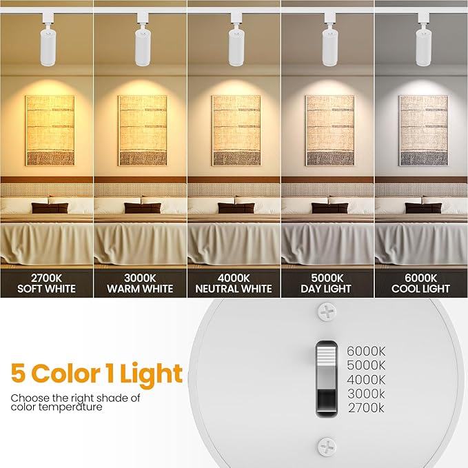 Zoomable LED Track Lighting Heads H Type Track Light Heads Dimmable 10W 5-color White Track Lights Bright Track Lighting Fixtures 2700K 3000K 4000K 5000K 6000K Adjustable 15°-60° CRI90+ 8 Pack