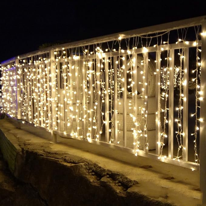 Twinkle Star 600 LED Window Curtain String Light for Wedding Party Home Garden Bedroom Outdoor Indoor Wall, Warm White | Wedding Party Home Garden Bedroom Decorations, Outdoor Indoor Wall, Christmas Decorations