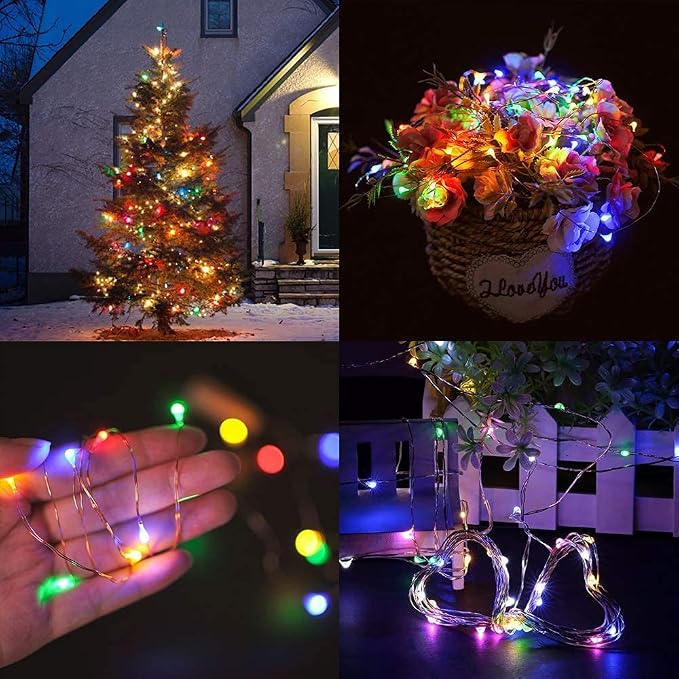 6 Pack LED Fairy Lights Battery Operated 20FT 60 LEDs Silver Wire String Lights Twinkle Lights Starry Fairy Lights for Bedroom Christmas Wedding Party Indoor Outdoor Decorations, Multicolor