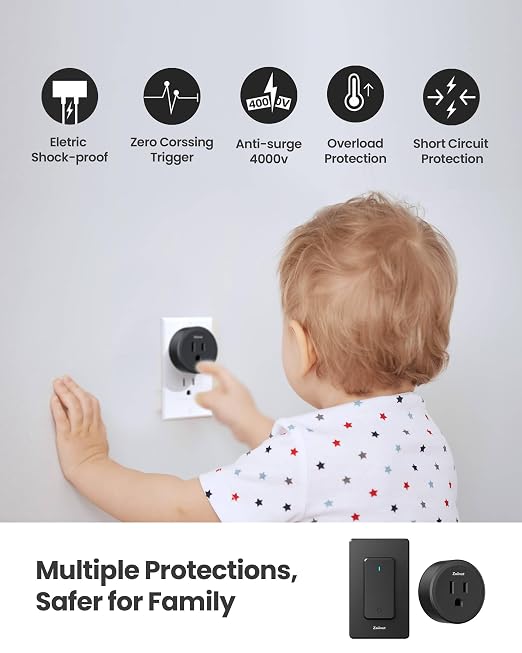 Black Remote Control Outlet, with 3 Plugs, 80-275V/15A/1500W | 300 ft, Buckle Design & Removable, No Wiring No WiFi, for Household Appliances, Christmas Tree, Lamps, Fans, Programmable