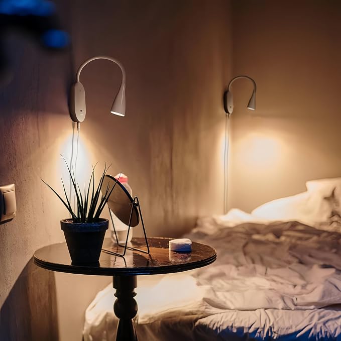 Wall Reading Light for Books in Bed, USB Output Headboard Wall Lamp,5 Dimmable Touch Control Reading Lamp,LED Warm Light Easy to Install 3000K