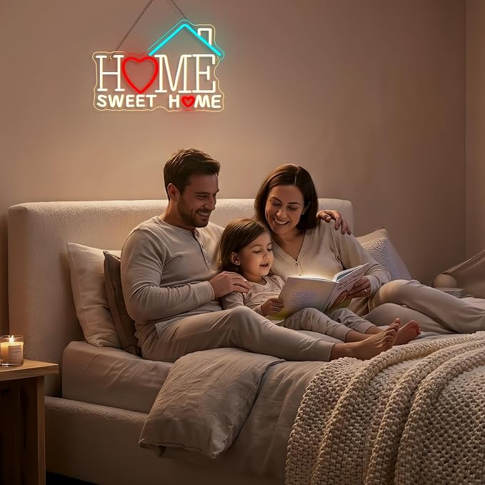 Sweet Home Neon Sign Warm White LED Signs for Living Room Bedroom House New Apartment Wall Decor Welcome Neon Light Up Coffee Office Cozy Home Decor Art Gifts for Newlywed Couples Apartment Renters