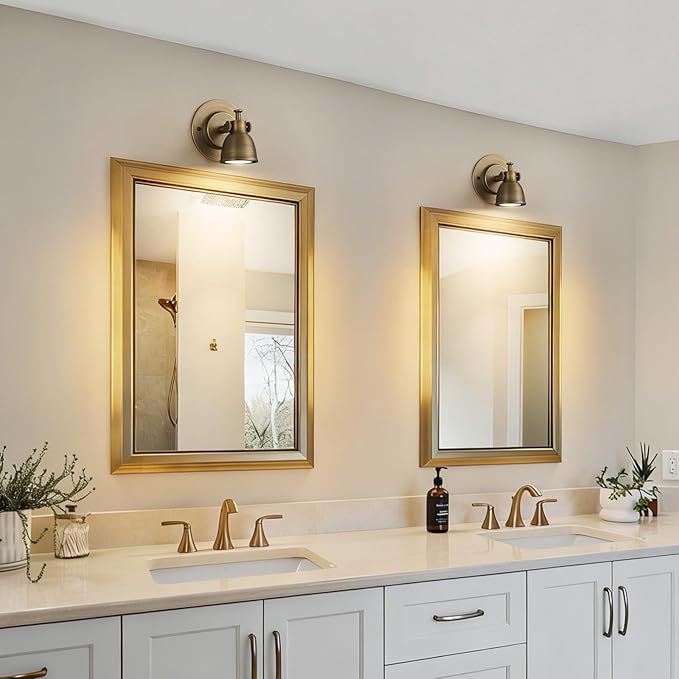Small Wall Sconces Set of 2 Hardwired - Vintage Oil Rubbed Bronze Art Deco Indoor Mini Bell Lamps Decor Set of Two for Bathroom Vanity Bedroom Bedside Hallway Living Room Kitchen Picture