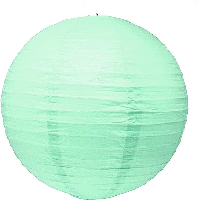 Mudra Crafts Mint Paper Lanterns Wedding Party Decorations - 12 in 10 Round Hanging Ceiling Lanterns, 10 Pack, Decorative Lamp Shades