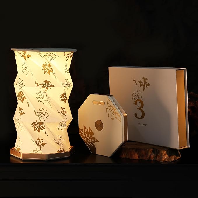 Birthday Flower Folding Lamp, Paper Lantern Lights, Japanese Gifts | Rechargeable Paper Light, Elegant Gift Box – Ideal Anniversary, Birthday Gift for Women, Mom, Grandma-White Narcissus