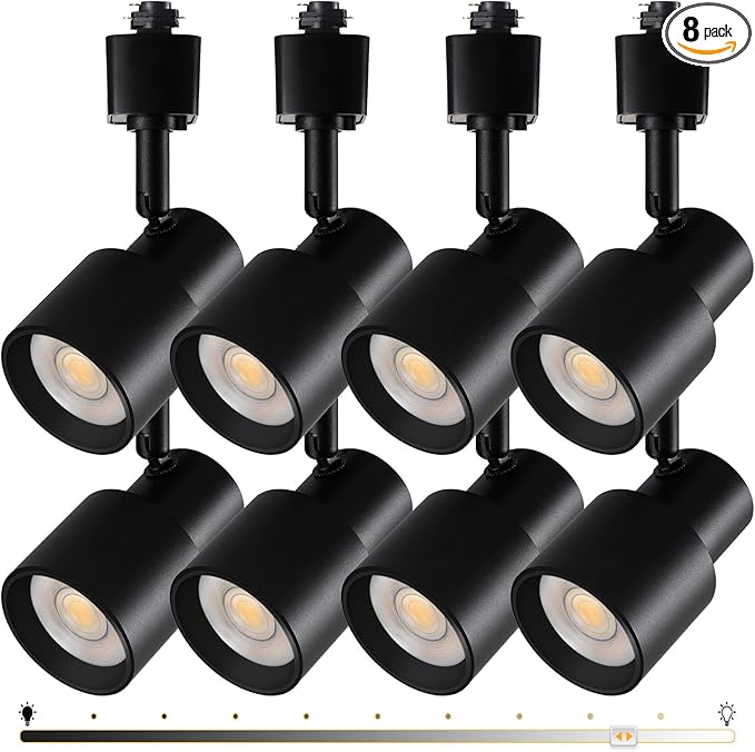10W H Track Lighting Heads, Dimmable LED Track Lighting Heads Fixtures Bright 3000K Warm White Track Light Head for Accent Task Art, Flicker Free CRI90+ 24° 900lm (Black, 10W - 8 Pack)