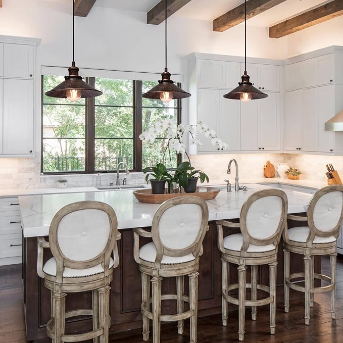 Lingkai Farmhouse Pendant Light Industrial Hanging Light Fixture Vintage Barn Ceiling Lighting for Kitchen Island, Dining Room, Foyer