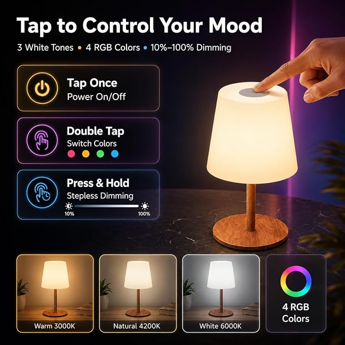 EZVALO Spa-Like RGB Shower Lamp – Waterproof Bathroom Lamp with Remote, Rechargeable Cordless Mood Light, 3 Color Temps & 80 RGB Colors for Relaxing Bathroom & Bathtub Experience (2 Packs)