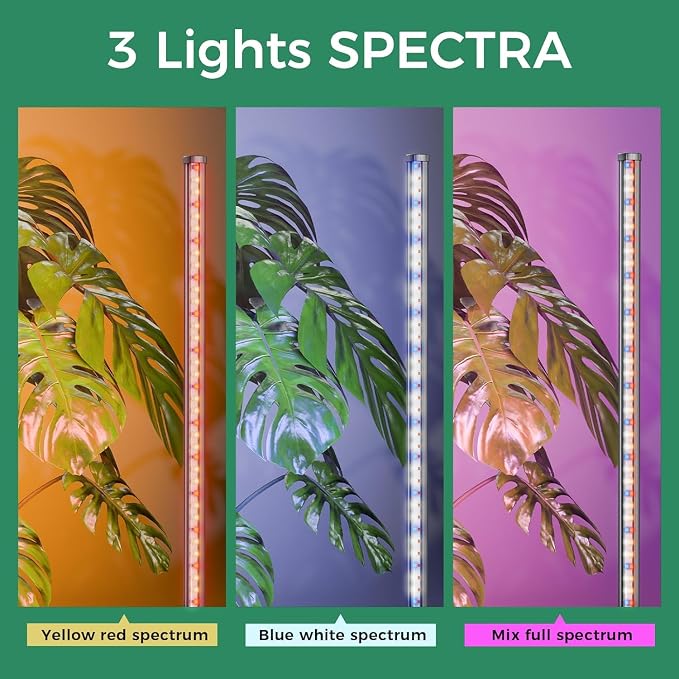 2 Packs Grow Lights for Indoor Plants with Timer, Full Spectrum Grow Lights with 384 LEDs, Vertical Plant Light, Standing Plant Lamp, 60", 5 Level Dimmable