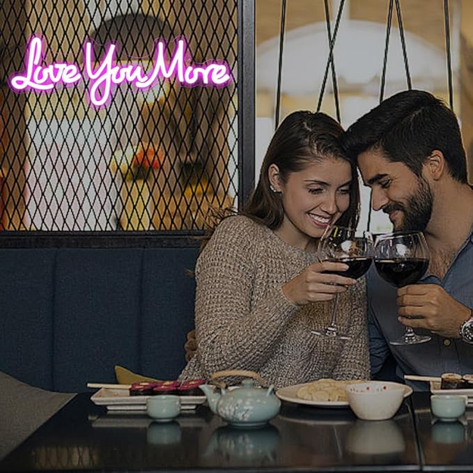 Love You More Neon Signs for Wall Decor, Love Neon Sign for Girls Bedroom Decoration, USB Powered LED Neon Light Sign for Wedding Party Birthday Valentine's Day Gift