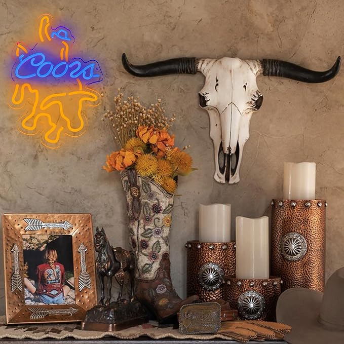 Cors Neon Signs Coor for Wall Decor Neon Wyoming Led Cowboys Signs Suitable for Bedroom Man Cave Bar Pub Restaurant Gift Led Art Wall Decor