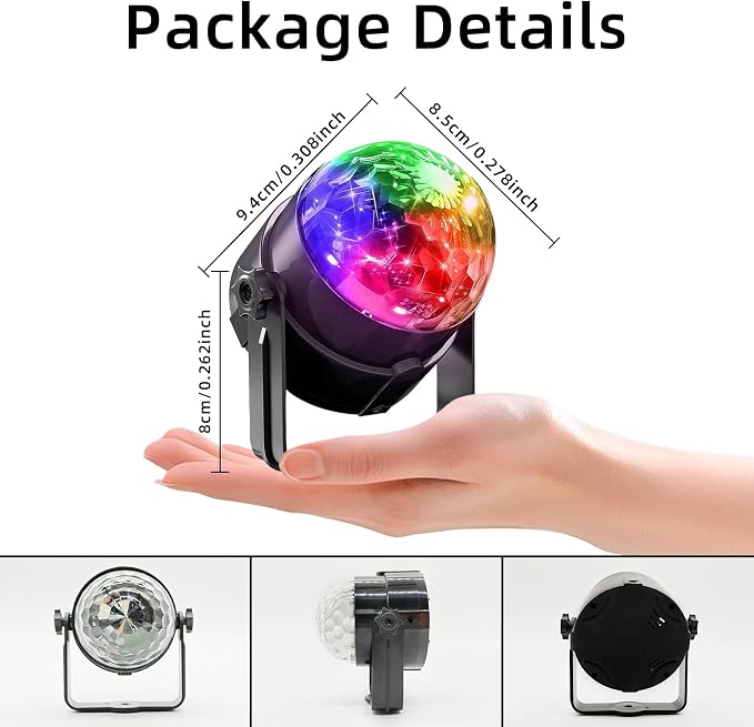 2-Piece Party Lights, Voice Controlled with Remote Control | Disco Ball Lights, DJ Strobe Lamp, Wedding Bars, KTV Karaoke/New Year's Eve Halloween Christmas Decorations. ﻿