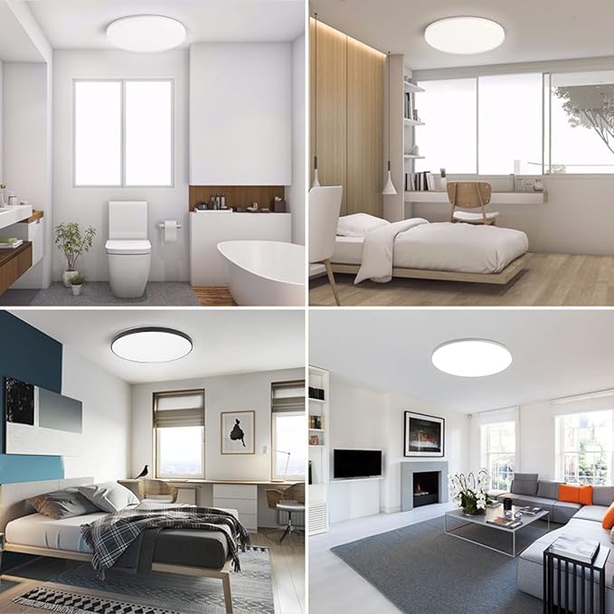 8Pack 12 Inch 3200LM Flush Mount LED Ceiling Lights,White 28W Slim Ceiling Light Fixture Round Day White 6000K Thin Round Flat Ceiling Light 120V Surface LED Ceiling Light 300W Equivalent