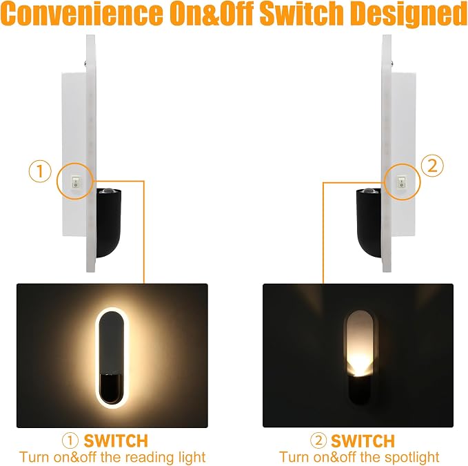 Facon 12V RV Wall Sconce Reading Light - 10.5'', Dual-Zone Wall Lighting & Spot Light with Independent Switch, RV Interior Light for Bedroom, Camper, Trailer, Tiny Homes