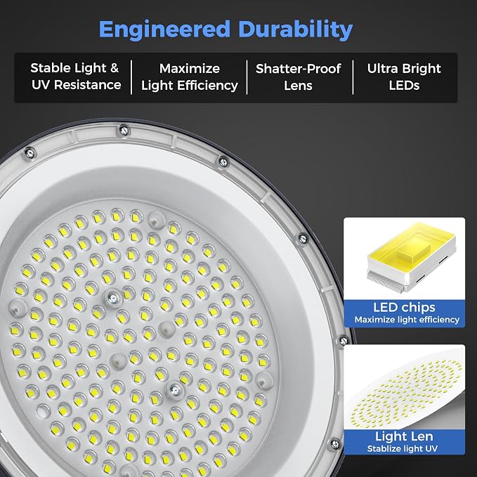 AIKVSXER 30 Pack UFO LED High Bay Light, 200W 30000LM LED Shop Lights | Warehouse Lights with 5' Cable US Plug, 6000K Daylight IP65 Waterproof LED Garage Lights, Commercial Bay Lighting