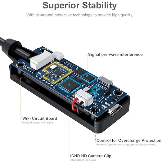 NIDAGE Wireless Endoscope Camera with Light HD Waterproof WiFi Borescope Flexible 5.5MM Automotive Snake Inspection Camera Compatible Android and iOS Smartphones, iPhone, iPad, 4.92FT