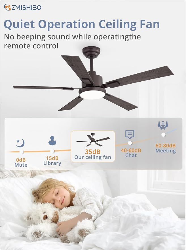 ZMISHIBO 52” Farmhouse Ceiling Fan with Light, Remote Control, Oil Bronze | High CFM Powerful Airflow, Quiet DC Motor, 3 CCT LED, Indoor/Covered Outdoor, Dual-Finish, Damp Rated, Rustic