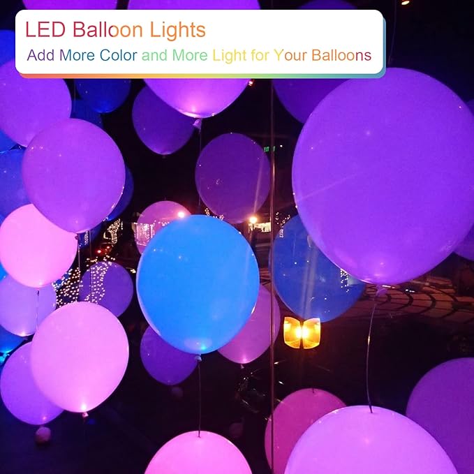 Non-Blinking Waterproof Single Small LED Lights Battery Powered Paper Lanterns,Balloons,or Vase for Birthday Party or Wedding Decoration (Purple, Pack of 24)