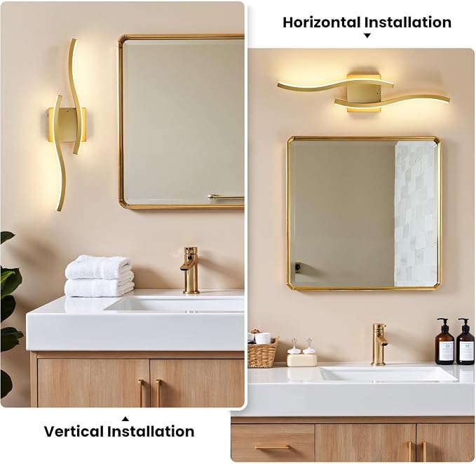 Gold Battery Operated Wall Sconces: 23.6 Inch Rechargeable Wall Sconce Set of 2 with Remote Control/3 Colors/10-100% Dimming/Timer, Modern Wall Light for Bedroom Living Room Hallway Bathroom, 2 Pcs