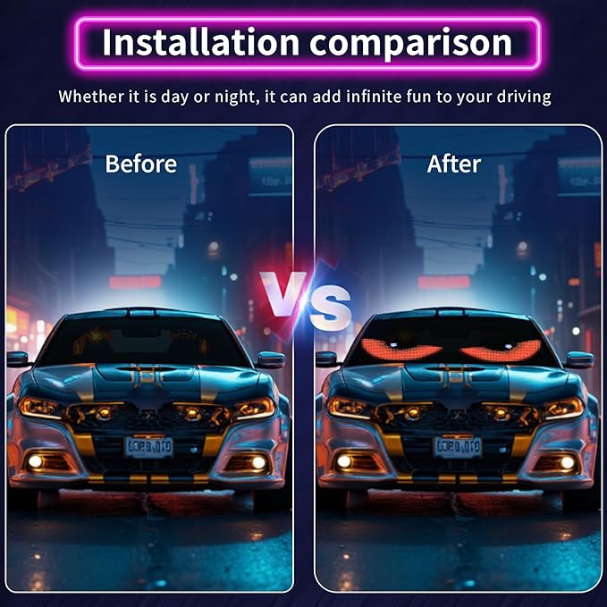 2Pcs Programmable Devil Eyes Light for Cars | LED Eyes for Truck Windshield | Bluetooth APP Control | Can Edit Text/Graffiti/Animations