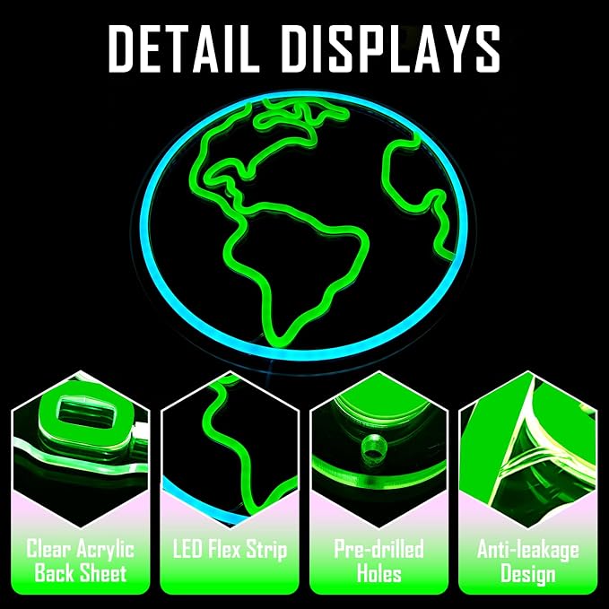 Earth Neon Sign Planet Led Signs for Classroom Dimmable Earth Science Classroom Decor World Neon Light Sign For Bedroom Wall Decor Great Gift for Kids Students