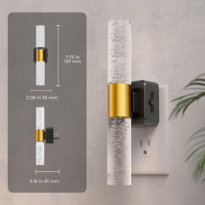 L LOHAS LED Night Light Rotating,[2 Pack] Night Lights Plug into Wall, Auto Light Sensor Nightlight Dimmable 100LM, 3000K Soft Light, LED Acrylic Bubble Nightlight Plug in for Bedroom Bathroom Hallway